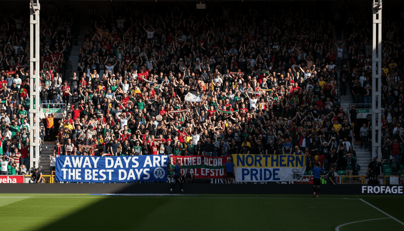 Packed stadium during away match with passionate fans