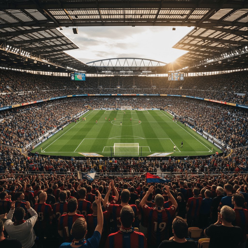 Away section packed with fans during Premier League match