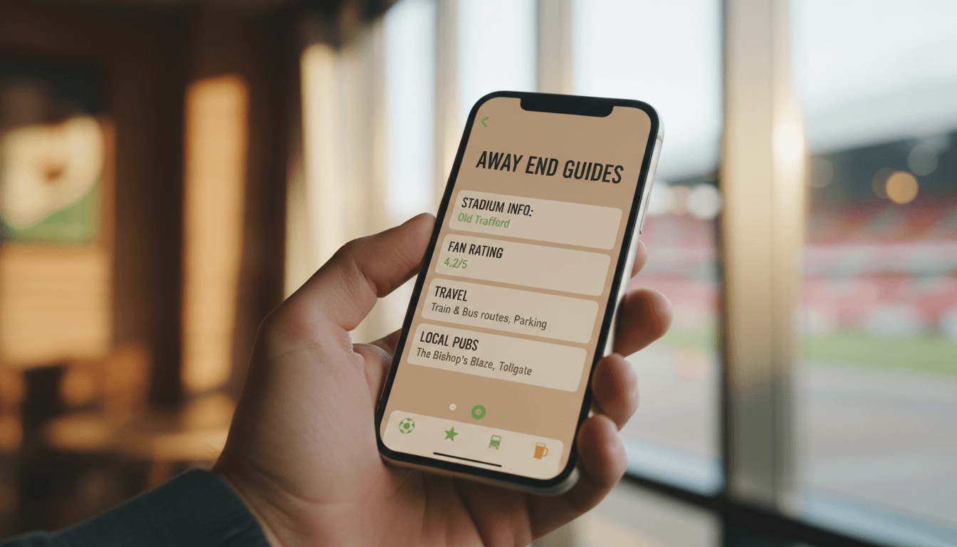 Away End guides displayed on a mobile phone screen