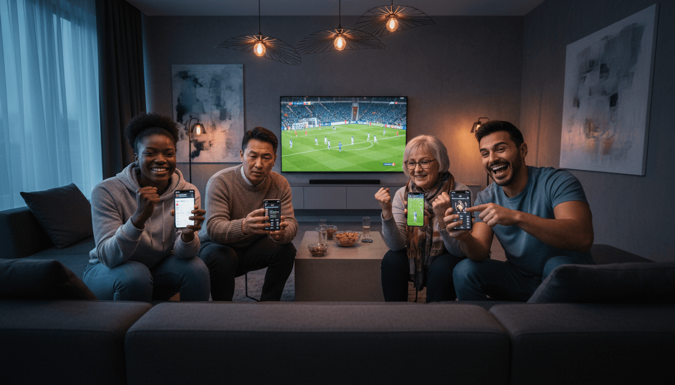 Fan checking Away End travel information on phone at stadium